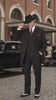Mens Black and Red Pinstripe Zoot Suit – 1920s Gangster Vintage 3-Piece Suit for Formal, Prom, and Themed Events
