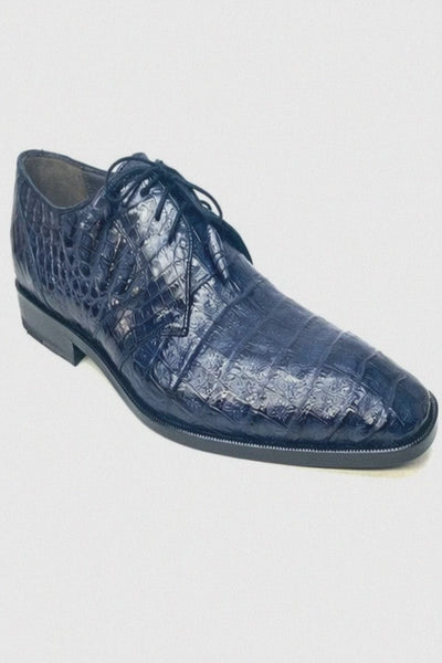 Los Altos Navy All-Over Crocodile Lace Up Dress Shoes8