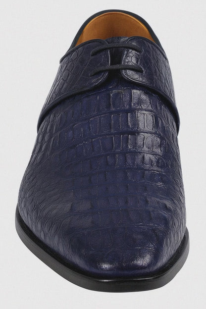 Men's Navy Crocodile & Calfskin Leather Slip-On Dress Loafers