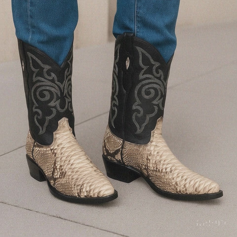 Los Altos Men's Natural Python Snakeskin Boots