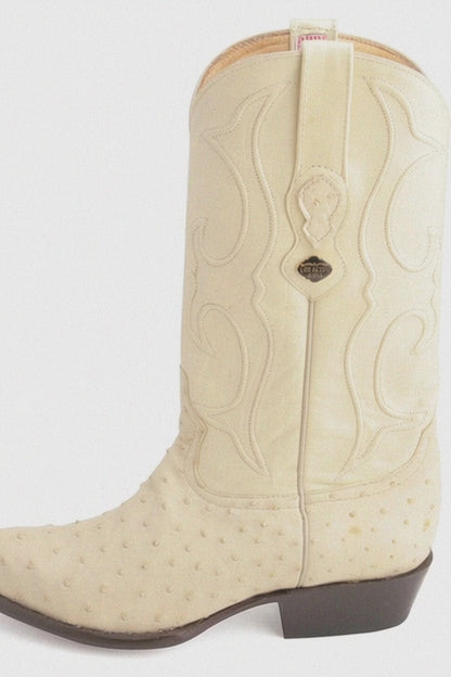 Los Altos Men's Winter White Genuine Full Quill Ostrich Boots