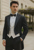 Mens Classic Black Tail Tuxedo with White Vest