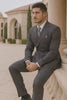 Mens Classic Wool Feel Double Breasted Suit in Heather Grey