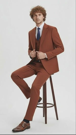  Brown Three-Piece Suit –   Slim