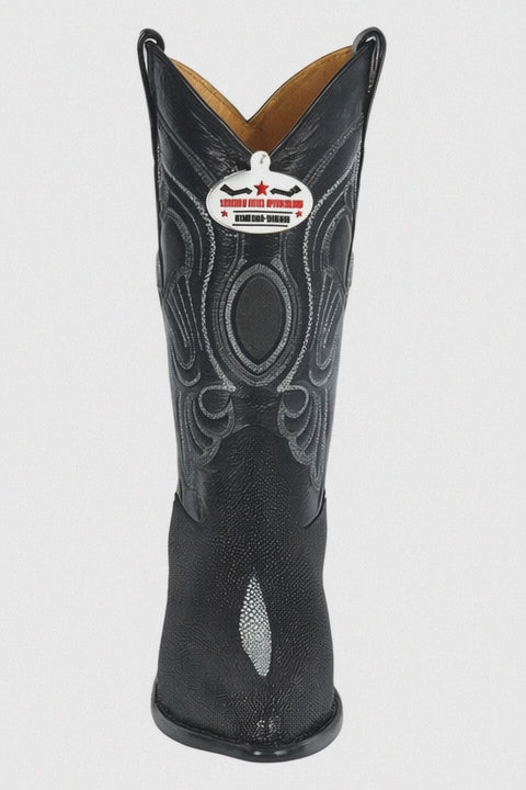 Los Altos Men's Exquisite Black Genuine Single Stone Stingray Boots