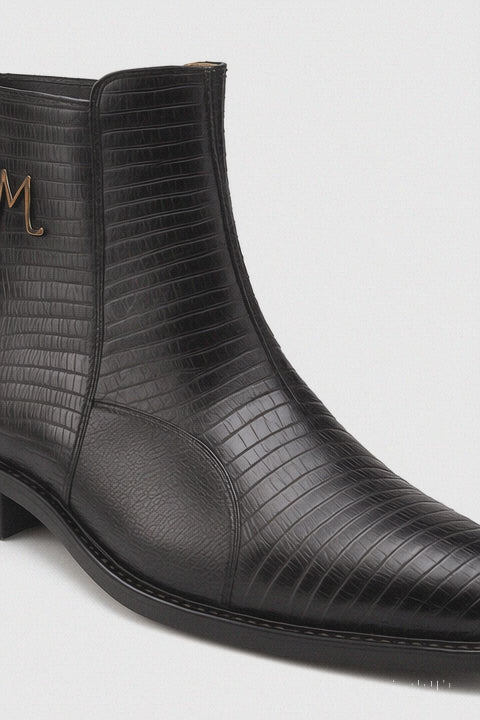 Peninsula Lizard Emblem Boot Black By Mezlan Made In Spain Brand