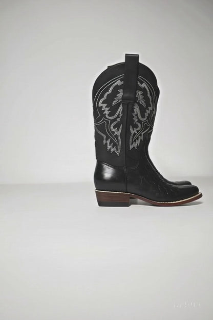 Botas Cuadrada de Cocodrilo Caiman Lomo Gasso