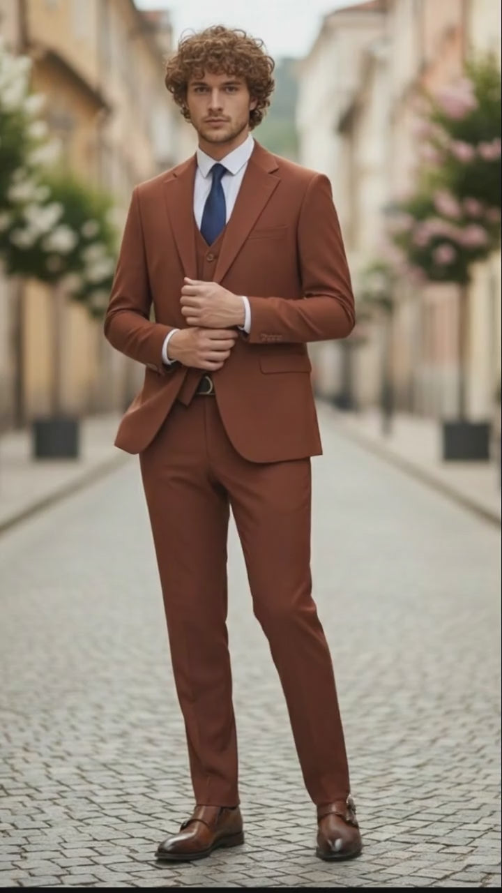  Brown Three-Piece Suit –   Slim