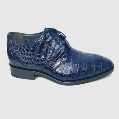 Los Altos Navy All-Over Crocodile Lace Up Dress Shoes