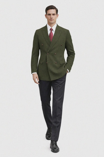 Mens Dark Green Winter Blazer - Hunter Sport Coat jacket Modern Fit 2 Buttons Style Notch