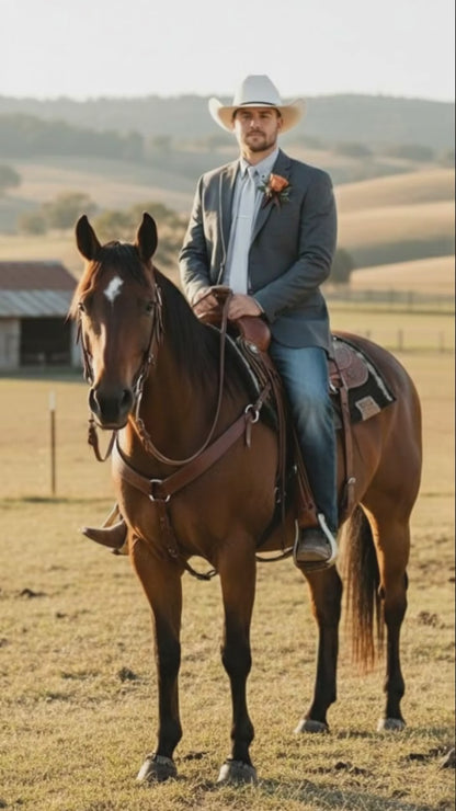 Mens Western Style Blazer – Classic Gray Cowboy Suit Jacket for Weddings, Country Events and Formal Wear in Grey Color