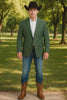 Western Blazer - Saco Para Hombre - Mens Double Button Western Green Blazer