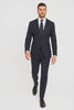 Statement Suits - Wool Suits - Peak Lapel Suits - Ticket Pocket - Modern Fit - Charcoal Stripe Suit