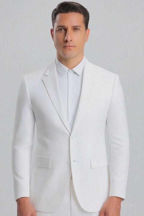 Mens Vested Summer Seersucker Suit in White Pinstripe