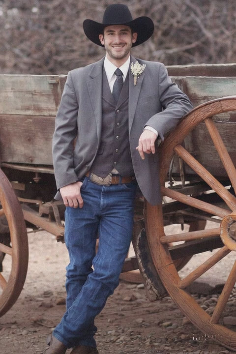 Rustic Western Wedding Outfit – Suit Jacket with Cowboy Style