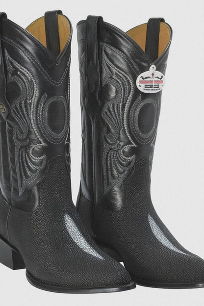 Los Altos Men's Exquisite Black Genuine Single Stone Stingray Boots