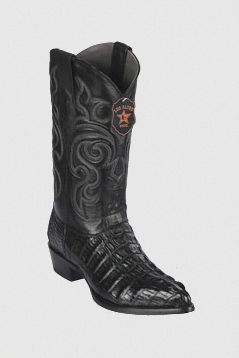 Los Altos Men's Black Genuine Caiman Tail Boots