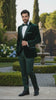 Men’s Dark Green Velvet Tuxedo Dinner Jacket – Slim Fit Formal Blazer with Satin Peak Lapel Lape