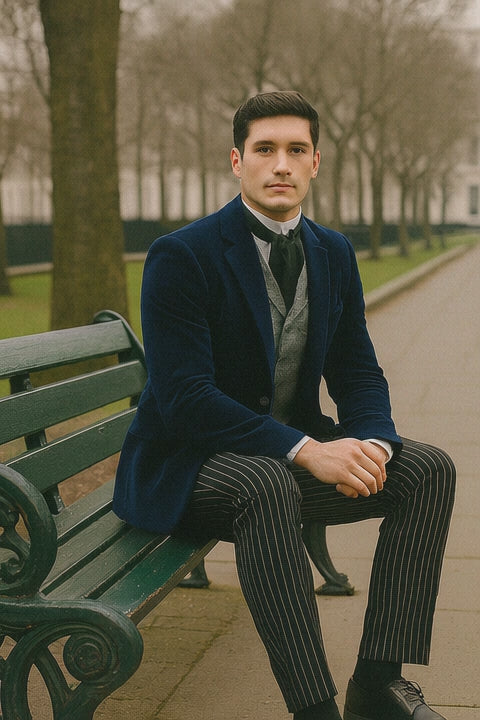 Sapphire Velvet Roderick Smoking Jacket – Luxurious Men's Wear