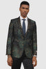 Men's Stacy Adam's Designer Prom & Wedding Tuxedo Jacket In Green & Gold Floral Paisley