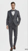 Men’s Charcoal Gray with blue Trim Slim Fit 3-Piece Suit – Modern Wedding and Business Formal Tuxedo Set