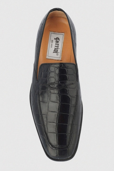 Italian Crocodile Skin Shoes By Ferrini Mens Black Unique Loafers