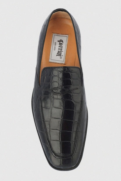 Italian Crocodile Skin Shoes By Ferrini Mens Black Unique Loafers