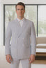 Mens Blue Pinstripe Summer Seersucker Double Breasted Suit