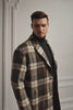 Plaid Wool Overcoat – Brown & Camel Mixed Color Topcoat