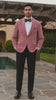 Mens Pink Velvet Tuxedo Dinner Jacket with Shawl Lapel – Slim Fit Blazer for Weddings, Prom in Rose Gold Color