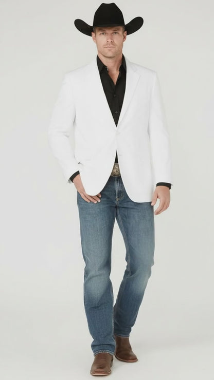 Mens White Western Blazer – Classic Cowboy Style Sport Coat for Formal - Cowboy Jacket