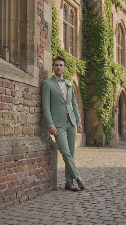 Mens Sage Green Wedding Tuxedo, Shawl Lapel Formal Groom Prom Tuxedo Suit