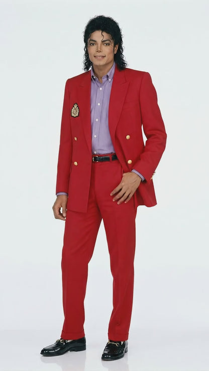 Men’s Red Suit Michael Jackson Award Ceremony Inspired Jacket – Classic Double Breasted Formal Suit , Stylish Party Dinner Jacket, Vintage Stage Wear