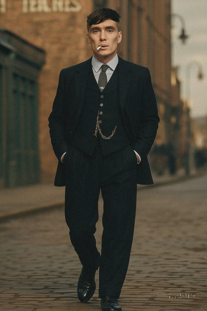 Mens Costume Thomas Shelby Vested Suit & Overcoat