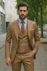 Men’s Camel Brown 3-Piece Suit with Vest and Chain – Formal Wear