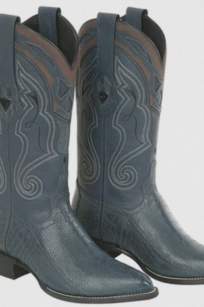Blue Ostrich Cowboy Boots J-Toe