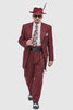 Burgundy Pinstripe Zoot Suit – 3 Piece 1920s/1930s Gangster Outfit (Jacket and Pants and Vest)  Vintage Fashion