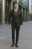 Mens Green Suit - Designer Brand Suit No Pleated Pants Modern Fit