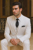 Mens Classic 3 Button Vested Dress Suit in White