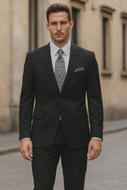 Mens 2 Button 100% Linen Black Suit