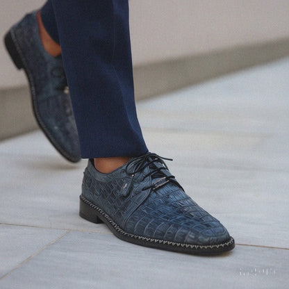 Marco Di Milano Caribe Gray Caiman Crocodile Derby Shoes