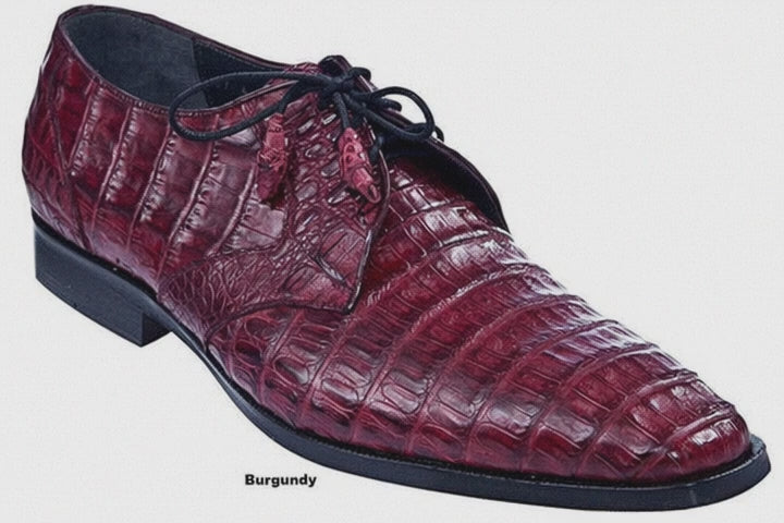 Los Altos Men's Burgundy Crocodile Shoes Gator Shoes