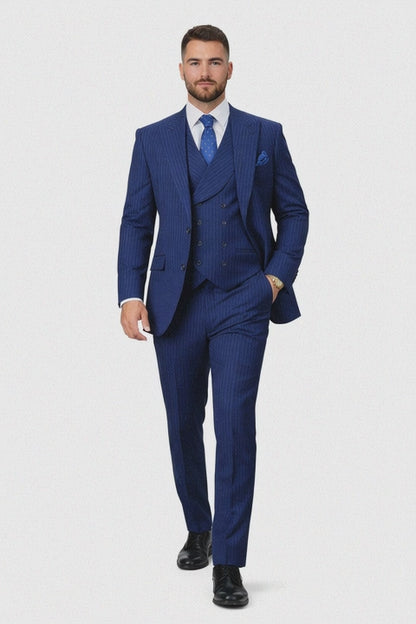 Mens Gangster Pinstripe 2 Button Double Breasted Vest Grey Suit