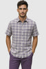 Mens Textured Plaid Walking Suit in Lavender/Off White by Dreams by Zacchi – 2 Piece Leisure Outfit with Matching Shirt and Pants - $99