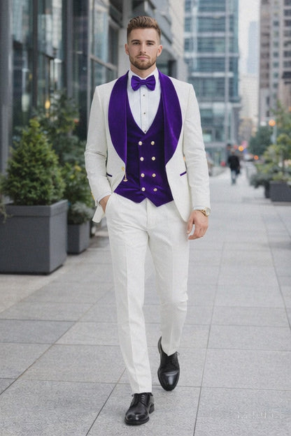Purple Prom Suit - Purple Prom Outfit -White and Purple Prom  Tuxedo