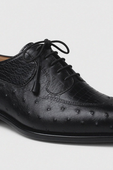 Mens Mezlan Getty Ostrich Wingtip Dress Shoe in Cognac