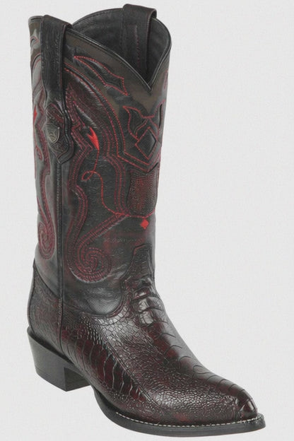 Black Cherry Ostrich Cowboy Boots J-Toe