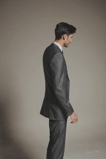 Bertolini 2PC Gray Two-button Suit Wool & Silk