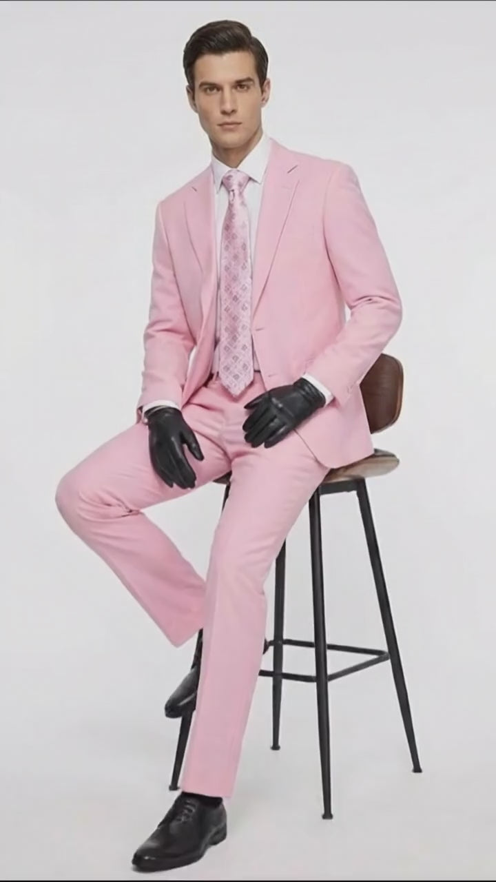 Men’s Pink Two-Piece Suit – Classic Fit Formal Jacket and Tailored Pants