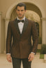Bronze Double Breasted Rough Streak Pattern Satin Peak Lapel Stacy Adams Men's Jacket